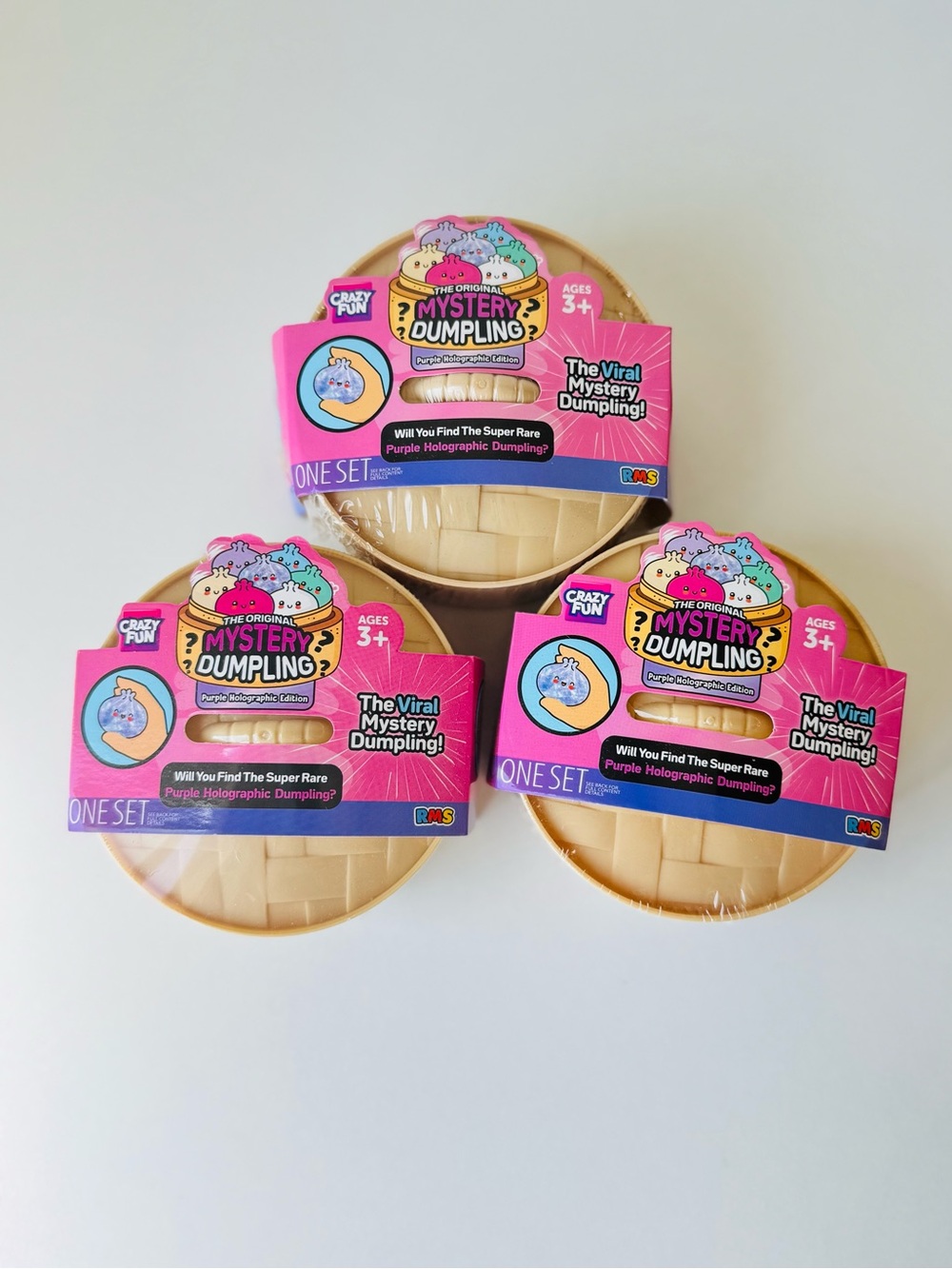 3x RMS squishy viral mystery dumpling -Purple Holographic Dumpling